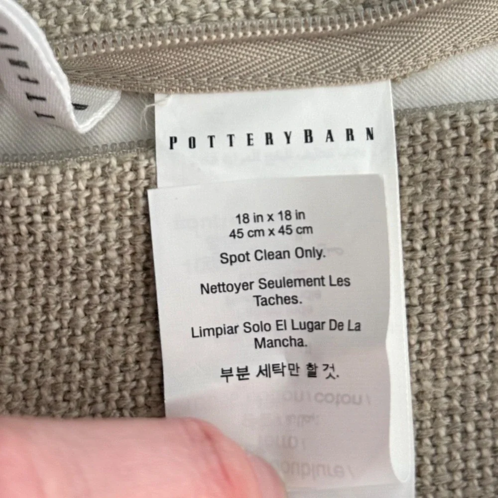 NWOT Pottery Barn 18x18 Woven Suede Leather Pillow w insert Basketweave Ret $120